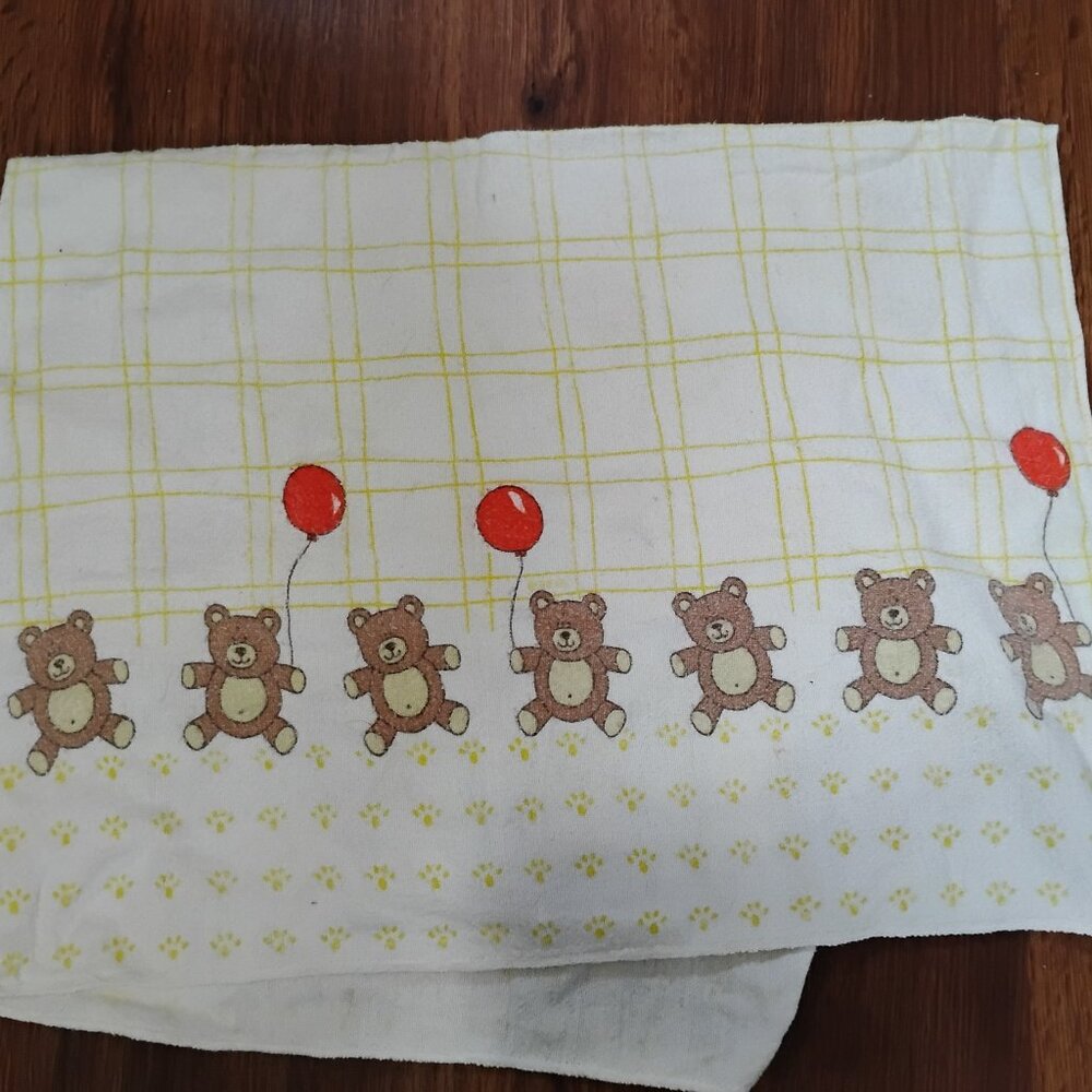 Vintage Riegel Teddy Bears Baby Bedding Receiving Blanket 30x40 Cotton Flannel